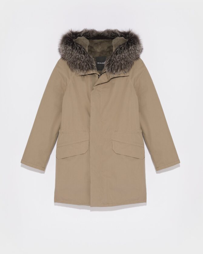 Iconic Cotton Blend And Fur Parka