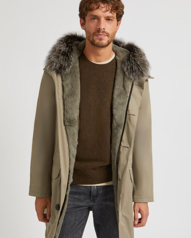 Iconic Cotton Blend And Fur Parka