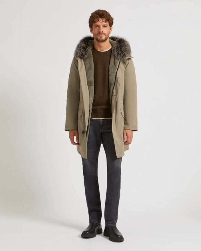 Iconic Cotton Blend And Fur Parka