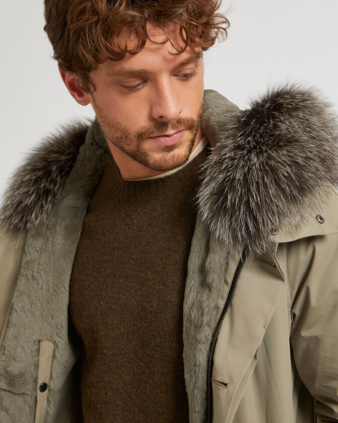 Iconic Cotton Blend And Fur Parka